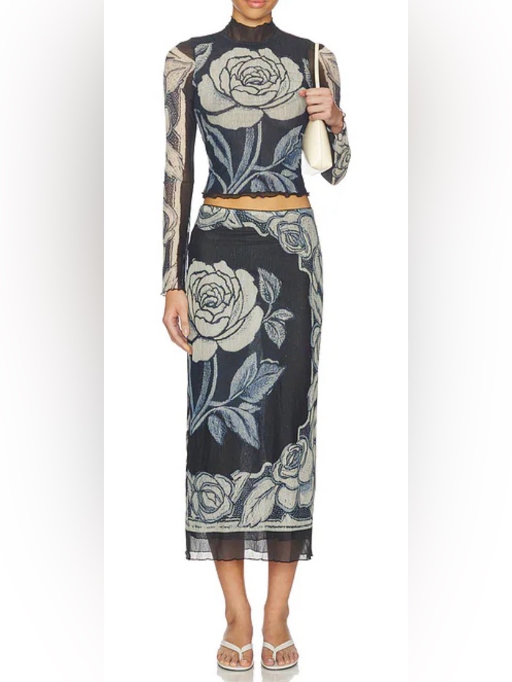Free People x REVOLVE Shadow Printed Set in Navy Combo
